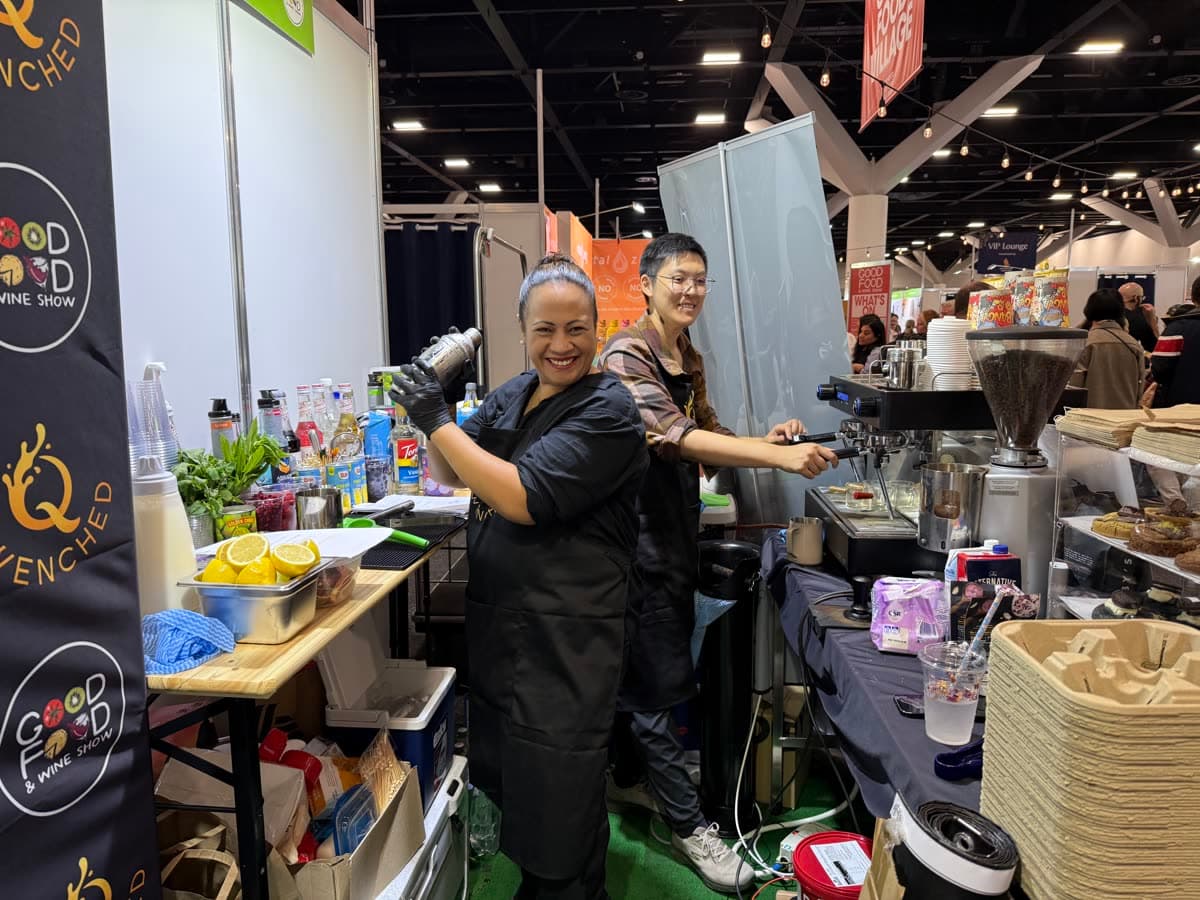 The Qwenched crew pouring behind the bar at the Good Food & Wine Show